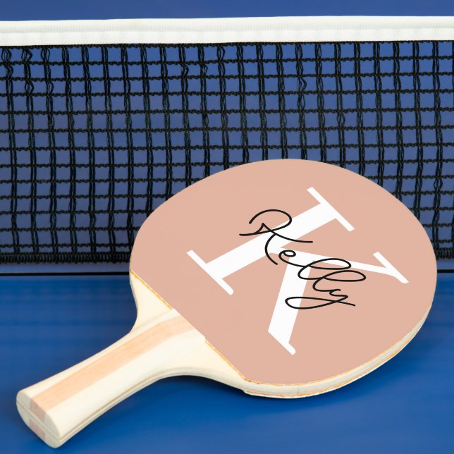 Modern Blush Pink Monogram Script Tischtennis Schläger (InSitu)