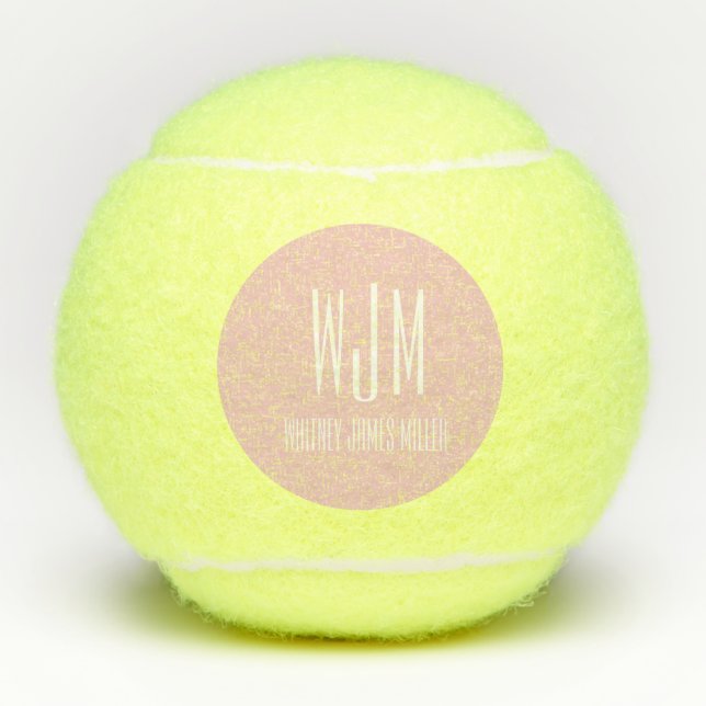 Modern Blush Pink Monogram Tennisbälle (Vorderseite)