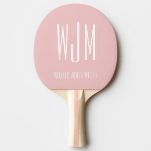 Modern Blush Pink Monogram Tischtennis Schläger