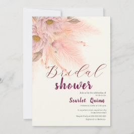 Modern blush pink pampas grass bridal shower einladung