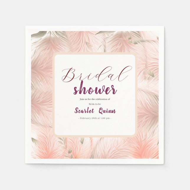 Modern blush pink pampas grass bridal shower serviette (Vorderseite)