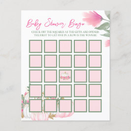 Modern Blush Pink Pumpkin Baby Dusche Bingo Spiel