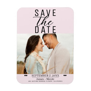 Modern Blush Pink Save the Date Hochzeitsstift Fot Magnet