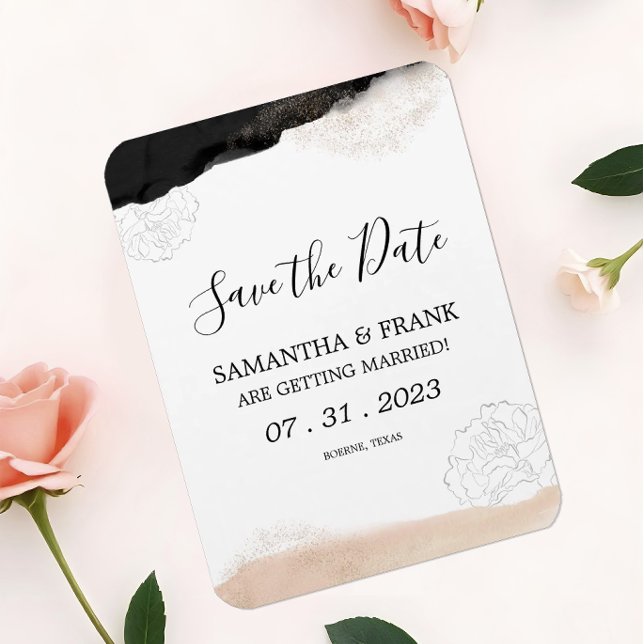 Modern Blush Pink Save the Date Magnet (Magnetic Save the Date Card)