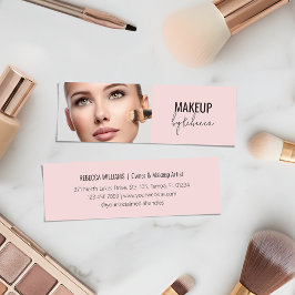 Modern Blush Pink Script Font Makeup Artist Photo Mini Visitenkarte