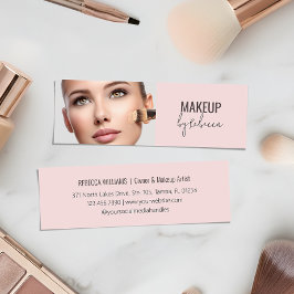 Modern Blush Pink Script Font Makeup Artist Photo Mini Visitenkarte