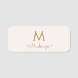 Modern Blush Pink Script Monogram Namensschild