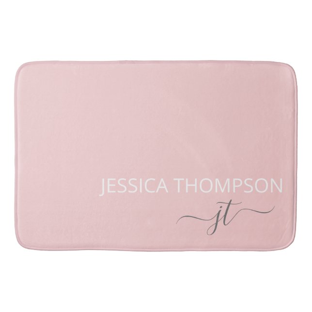 Modern Blush Pink Simple Girly Monogram Name  Badematte (Vorderseite)