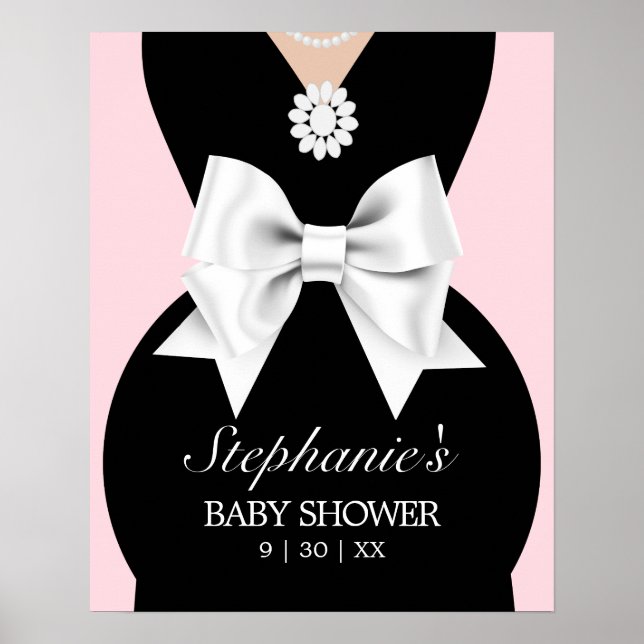 Modern Blush Pink Tiffany Babydusche Begrüßungszei Poster (Vorne)