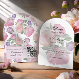 Modern Blush Pink Watercolor Floral Wedding Einladung