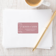 Modern Blush Pink White Floral Custom Address