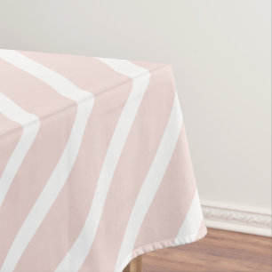 Modern blush pink white oblique stripes cute tischdecke