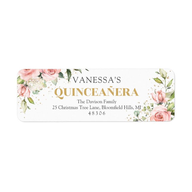 Modern Blush rosa Rosen Gold Tiara 15. Geburtstag (Vorne)