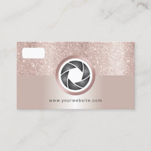 Modern Blush Rose Gold Glitzer Camera Fotografie Visitenkarte