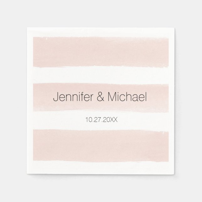 Modern Blush Stripes Cocktail Napkin Serviette (Vorderseite)