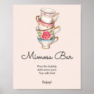 Modern Blush Tee Party Brautparty Mimosa Bar Poster