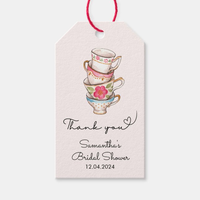Modern Blush Tee Party Brautparty Vielen Dank Geschenkanhänger (Vorderseite)