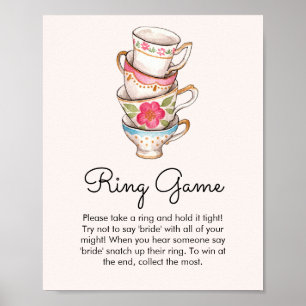 Modern Blush Tee Party Ring Game Brautparty Poster