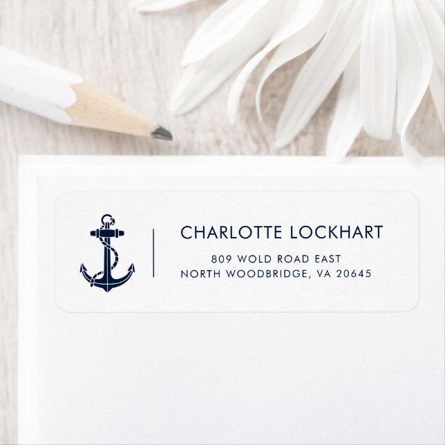 Modern Boat Anchor Nautical Return Address (Insitu)