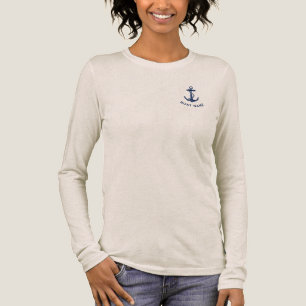 Modern Boat Navy Blue Anchor Cruise Trip Custom Tri-Blend Shirt