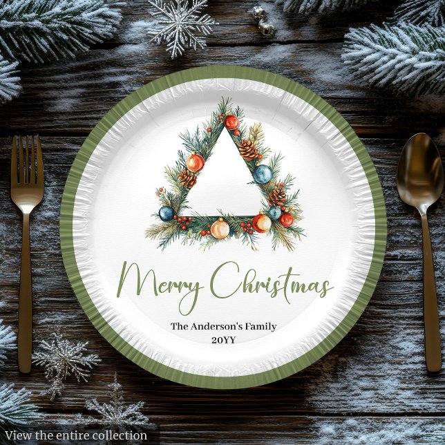 Modern Bohemian Earthy Neutral Christmas Table  Pappteller (Modern Bohemian Earthy Neutral Christmas Table Paper Plates)
