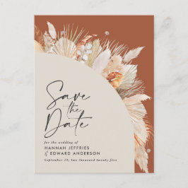 Modern Bohemian Terracotta Pampas Gras Foto anno Ankündigungspostkarte