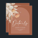 Modern bohemian terracotta pampas grass wedding<br><div class="desc">Moderne böhmische Terracotta Pampas Gras stilvolle Hochzeitsdetails Karte.</div>