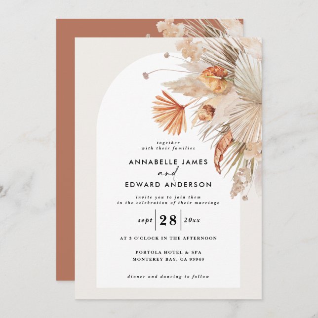 Modern bohemian terracotta pampas grass wedding (Vorne/Hinten)