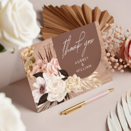 Modern Bohemisch Chic Boho Watercolor Florals Foto Dankeskarte