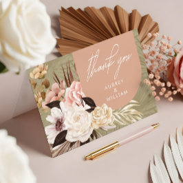 Modern Bohemisch Chic Boho Watercolor Florals Foto Dankeskarte