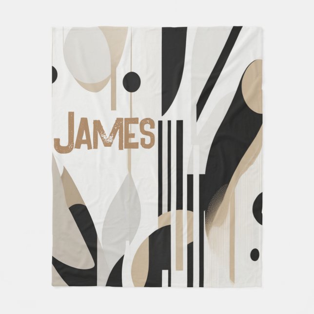 Modern Boho Abstract Beige Fleecedecke (Vorderseite)