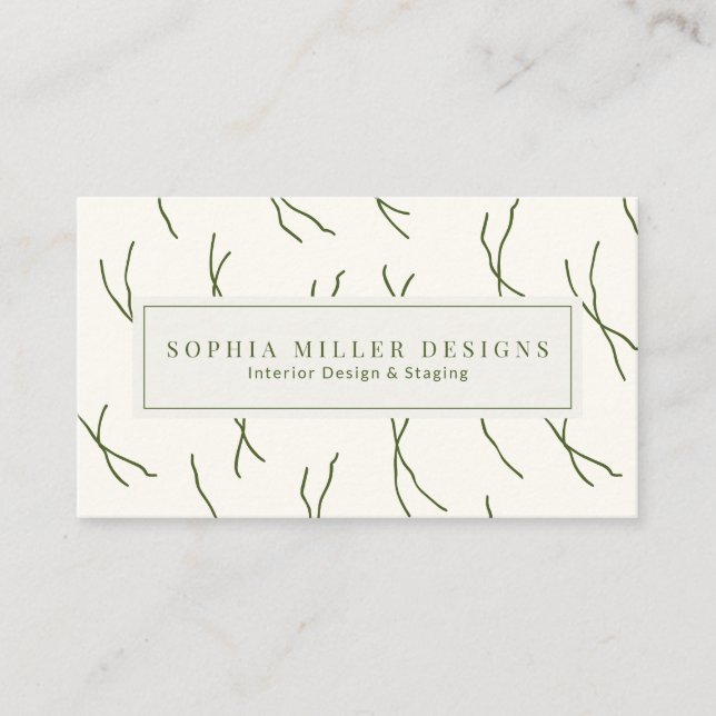 Modern Boho Abstract Lines Designer | Cream White Visitenkarte (Vorderseite)