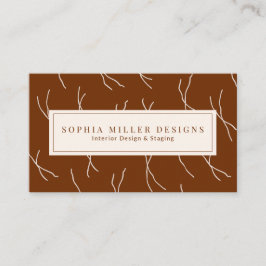 Modern Boho Abstract Lines Designer | Dark Brown Visitenkarte