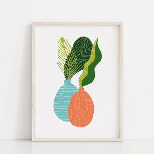 Modern Boho Abstract Plant Art Poster