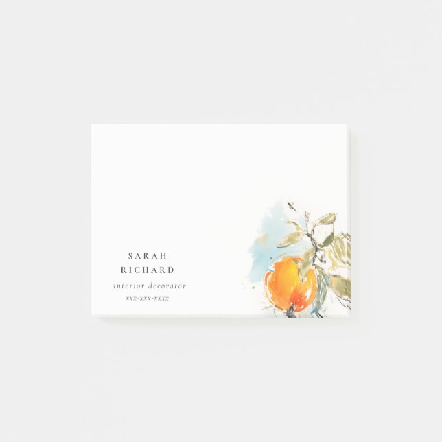 Modern Boho Abstrakt Sketchy Orange Garden Post-it Klebezettel (Vorderseite)