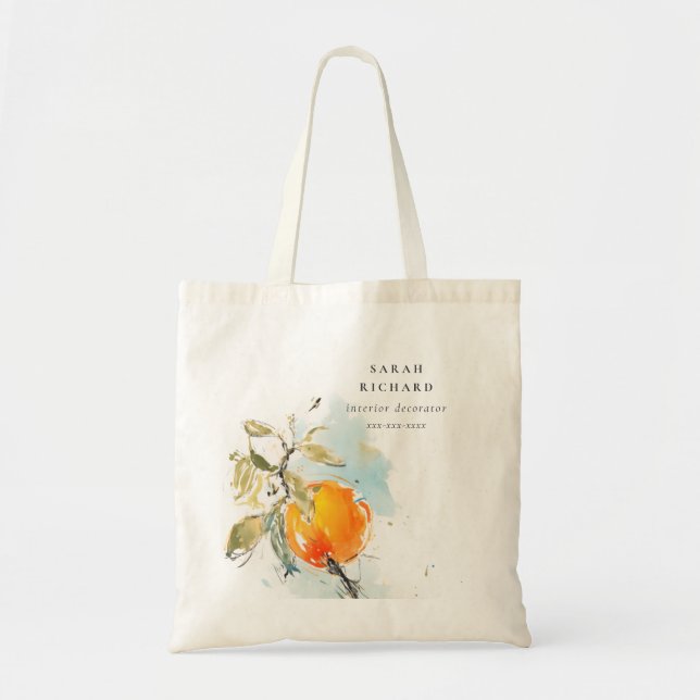 Modern Boho Abstrakt Sketchy Orange Garden Tragetasche (Vorne)