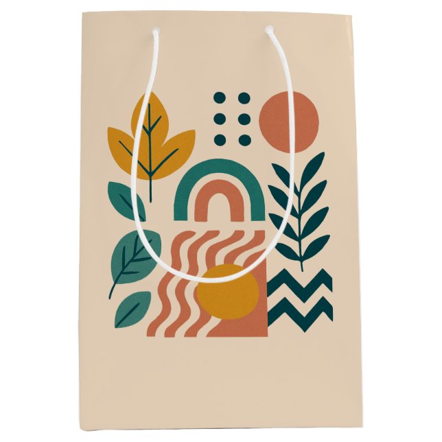Modern Boho Abstrakte Natur Mittlere Geschenktüte (Vorderseite)