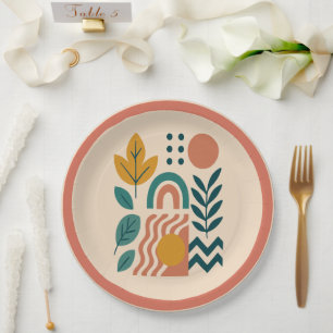 Modern Boho Abstrakte Natur Pappteller