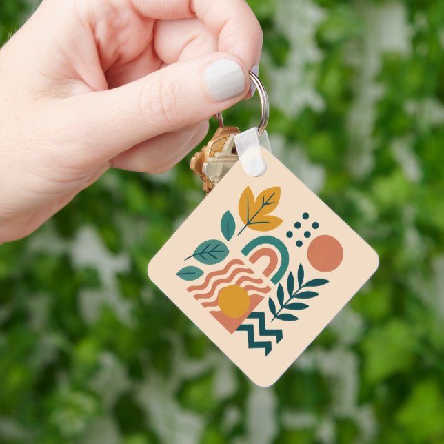 Modern Boho Abstrakte Natur Schlüsselanhänger (Hand)