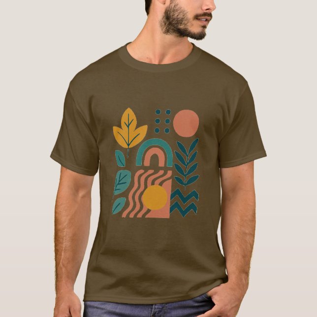 Modern Boho Abstrakte Natur T-Shirt (Vorderseite)