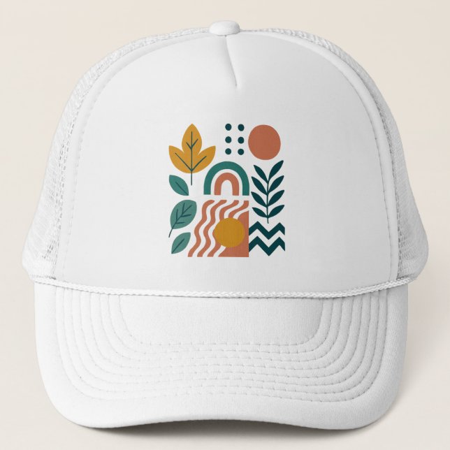 Modern Boho Abstrakte Natur Truckerkappe (Vorderseite)