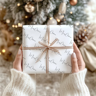 Modern Boho Anpassbare Skriptschrift Weihnachten Geschenkpapier Set