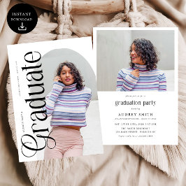Modern Boho Arch 2 Photos Graduation Einladung