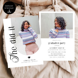 Modern Boho Arch 2 Photos Graduation Einladung