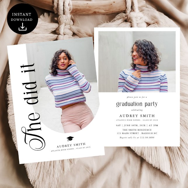 Modern Boho Arch 2 Photos Graduation Einladung (Von Creator hochgeladen)