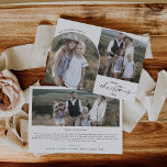 Modern Boho Arch 3 Familienjunges Fotos Weihnachte Feiertagskarte<br><div class="desc">Diese moderne Boho arch 3 Familienjunges Weihnachtsnachts-Urlaubskarte ist die perfekte moderne Urlaubskarte für Fotos. Das böhmische Schwarz-Weiß-Design besticht durch eine einzigartige, industrielle Schrift mit minimalistisch Vintagem Stil. Personalisieren Sie die Karte mit 3 Fotos (2 vorne und 1 hinten), Familienname, Vornamen und Jahr. Geben Sie auf der Kartenrückseite ein optionales Jahr...</div>