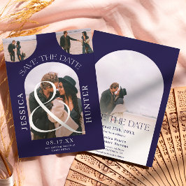 Modern Boho arch 4 Fotos Hochseefischerei blau Save The Date