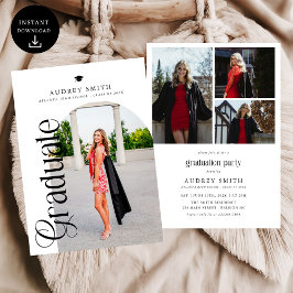 Modern Boho Arch 4 Photos Graduation Einladung