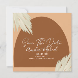 Modern Boho Arch Bio Shape Pampa Save the Date Karte