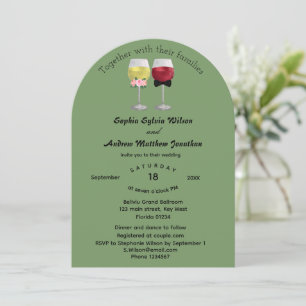 Modern Boho Arch Couple Wine Wedding Einladung
